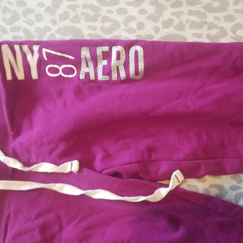 Aeropostale Magenta Sweatpants with White Accents - Picture 2 of 7